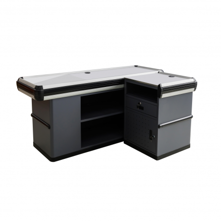 MOSTRADOR CAJA SUPERMERCADO GRIS 1500x600x850mm