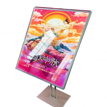 EXPOSITORES 50X70CM CON LUZ PLATEADA, INCLUYE BASE DE SOPORTE DE DOBLE POSTE