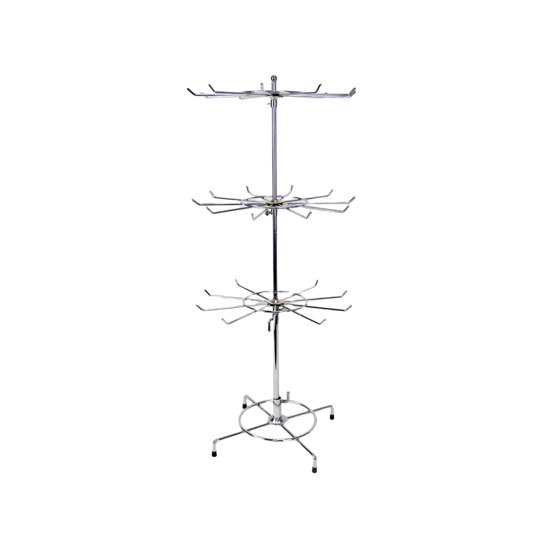 EXPOSITOR GIRATORIO 3 NIVELES 30x30x73cm- CROMADO