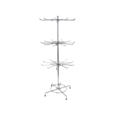 EXPOSITOR GIRATORIO 3 NIVELES 30x30x73cm- CROMADO