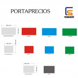 PORTAPRECIOS PARA GANCHO 50X40MM, 60X40MM, 80X40MM, MULTICOLOR