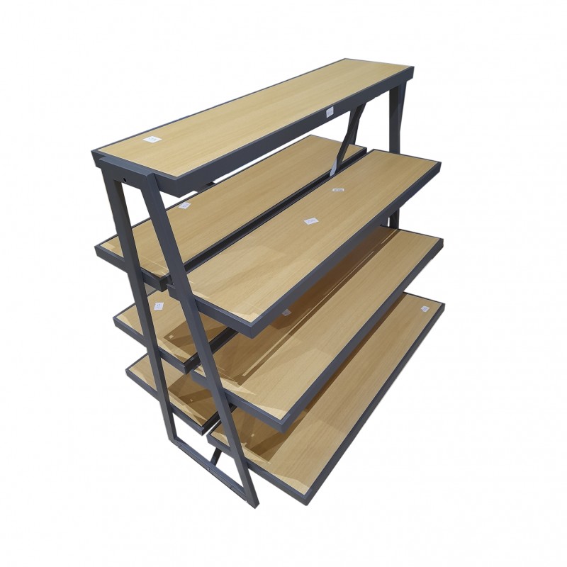 Expositor De Madera Y Metal, Expositor trapezoidal de 4 niveles 1200*930*1285mm