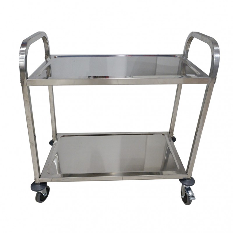 CARRO DE SERVICIO DESMONTABLE 2 PLANTAS, TUBO CUDARADO INOXIDABLE MULTIFUNCIÓN PRÁCTICO 850*400*900 MM