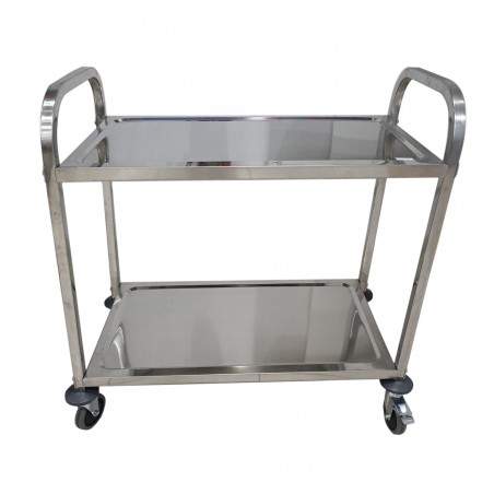 CARRO DE SERVICIO DESMONTABLE 2 PLANTAS, TUBO CUDARADO INOXIDABLE MULTIFUNCIÓN PRÁCTICO 850*400*900 MM