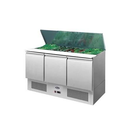 MESA FRÍA DE INGREDIENTES CON 3 PUERTAS 380L 310W -2 ℃ ~ 8 ℃