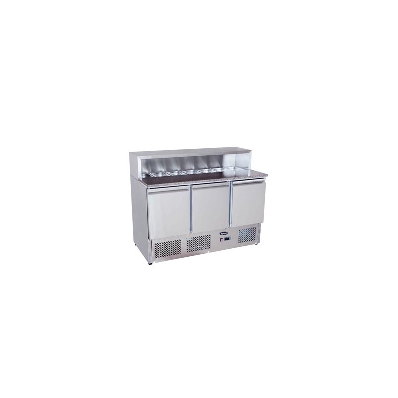 MESA FRÍA DE INGREDIENTES - MÁRMOL CON 3 PUERTAS. 380L 310W -2 ℃ ~ 8 ℃