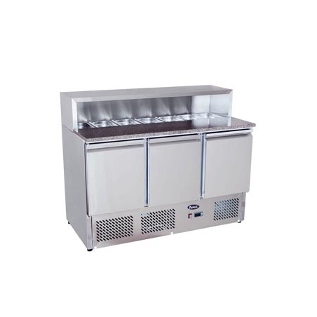 MESA FRÍA DE INGREDIENTES - MÁRMOL CON 3 PUERTAS. 380L 310W -2 ℃ ~ 8 ℃