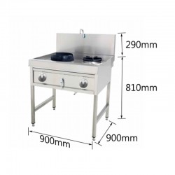 ESTUFA DE GAS CON 2 FUEGOS, CON GRIFO DE ALTA POTENCIA Y BAJA POTENCIA, GAS NATURAL Y BUTANO 900*900*810+290MM