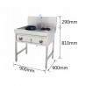 ESTUFA DE GAS CON 2 FUEGOS, CON GRIFO DE ALTA POTENCIA Y BAJA POTENCIA, GAS NATURAL Y BUTANO 900*900*810+290MM