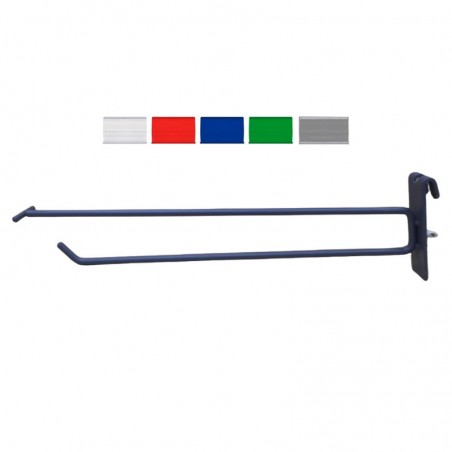 GANCHO PARA REJA GRIS CON PORTAPRECIOS 30cm, 35cm y 40 cm