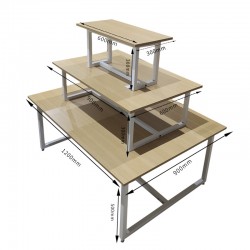 Expositor De Madera Y Metal Blanco Tres Niveles