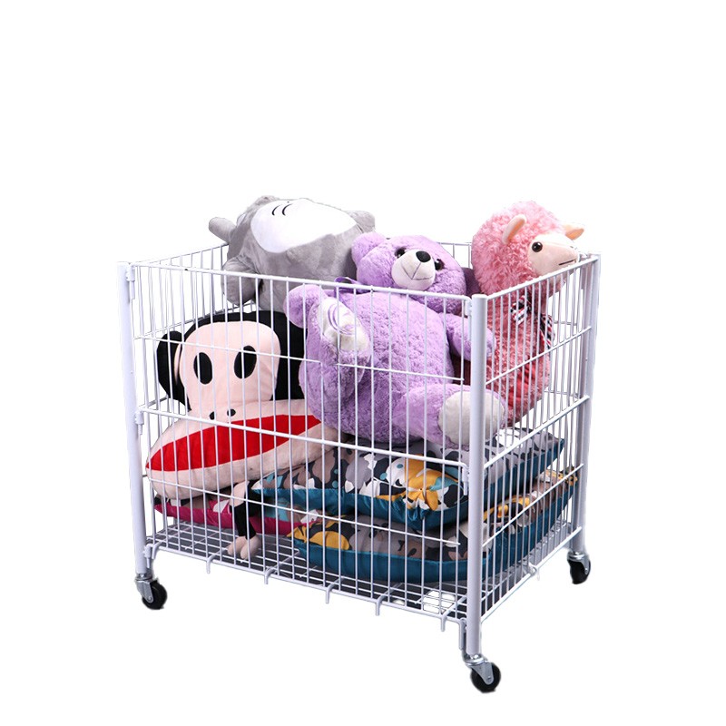 Cesta Expositora Móvil Blanca con Ruedas para Ropa, 90x80x60CM