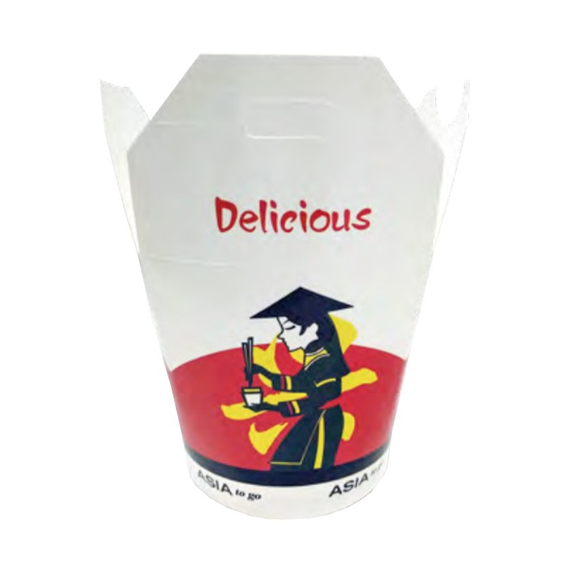 Envases Desechables de Cartón Kraft de Patrón DELICIOUS, 26OZ, 500Uds/Caja Multiusos para Comida para Llevar, Caja de Ramen