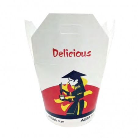 Envases Desechables de Cartón Kraft de Patrón DELICIOUS, 26OZ, 500Uds/Caja Multiusos para Comida para Llevar, Caja de Ramen