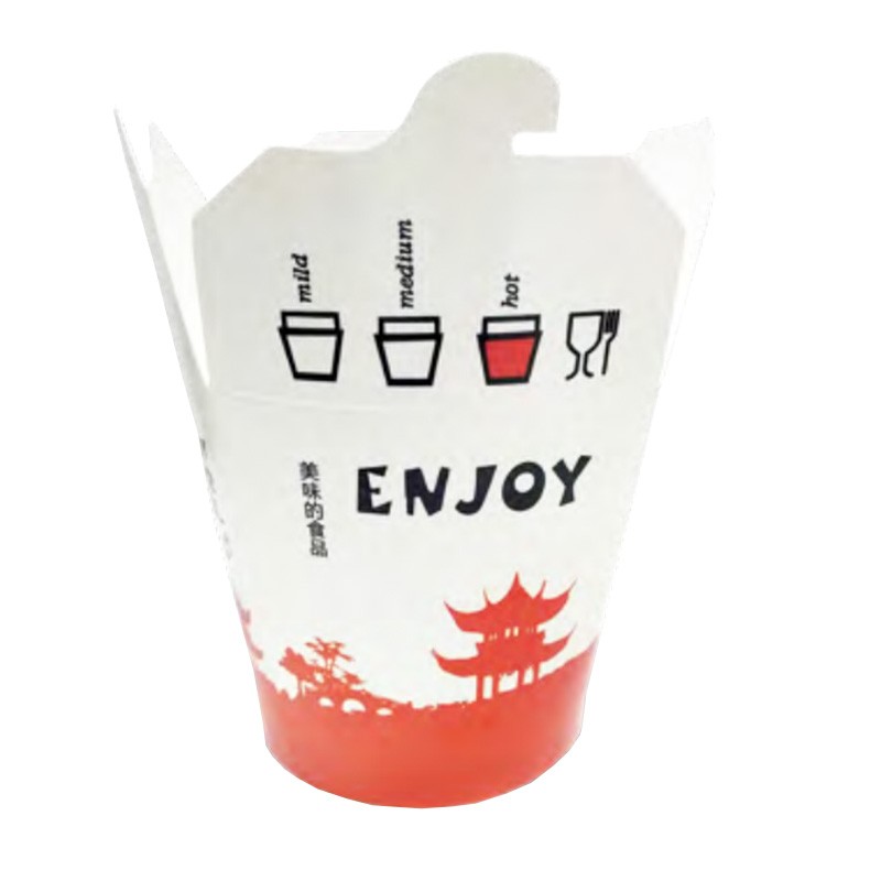 Envases Desechables de Cartón Kraft de Patrón ENJOY, 26OZ, 500Uds/Caja Multiusos para Comida para Llevar, Caja de Ramen