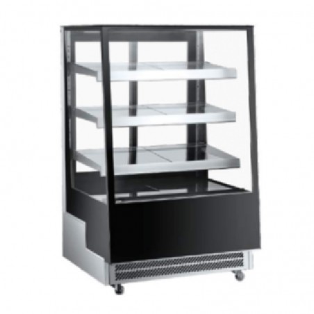 Vitrina Expositora Refrigerada de Acero Inoxidable para Pastelería 2-10°C, 650L, 570W, 230V/50Hz, 1200x810x1455mm