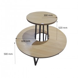 Redondo Expositor De Madera Y Gris Metal 2 Niveles