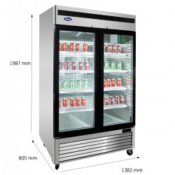 大二门玻璃冷藏陈列柜 冰箱 1300L 350W 0°/+8°C, 能耗等级 B