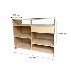 Mostrador Exhibidor con un cajón Blanco Haya 1500x500x1000 MM