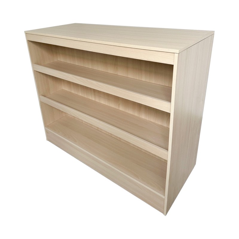 Mostrador Exhibidor con tres compartimentos Blanco Haya 1500x500x1000 MM