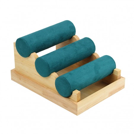 Expositor de Joyería 3 Barras para Pulseras - Terciopelo Verde