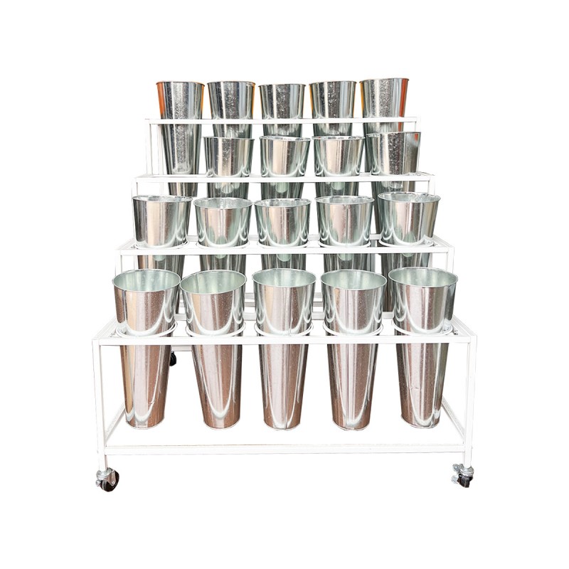 四层二十桶花架 94x75x91厘米 - 白色或黑色