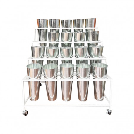 Expositor de Flores de 4 Niveles con 20 Cubos - 94x75x91cm - Blanco o Negro