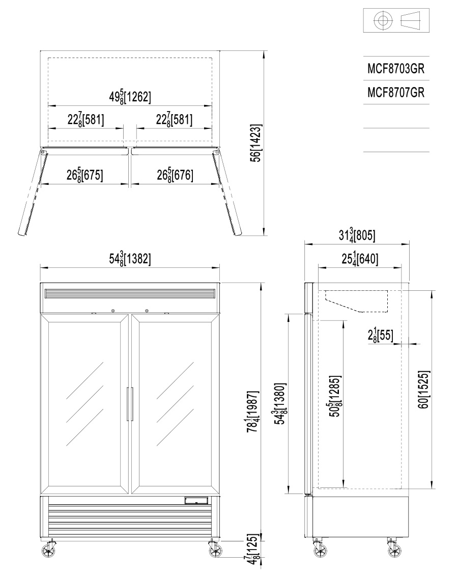 ARMARIO FRIGORÍFICO CRISTAL- VENTILADO - 220-240V/350W 3.99kWh/24H Capacidad 1300L - N.2 Puertas de CristaL- TEMP. 0°/ +8°C - Dim. L1382xP805xH2112mm Energy B 大二门冷藏陈列柜 -